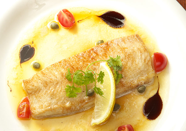 Roasted flounder with butter sauce